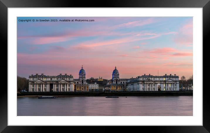 Greenwich at Sunset.  Framed Mounted Print by Jo Sowden