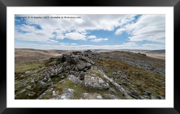 Belstone Tor Summit Framed Mounted Print by Jo Sowden