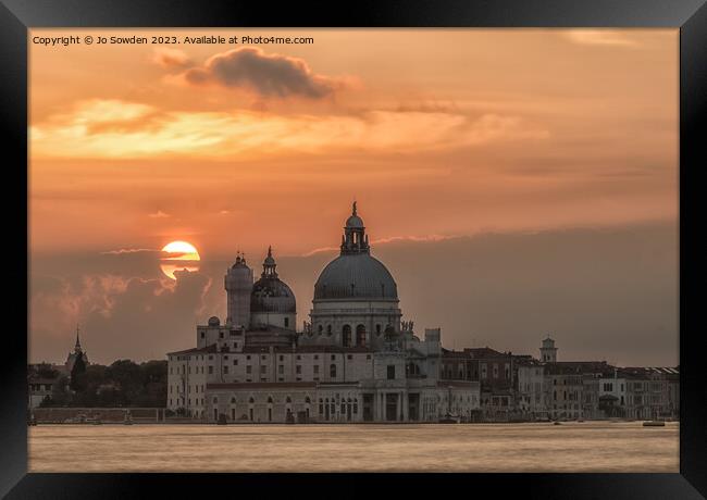 Venice Sunset Framed Print by Jo Sowden