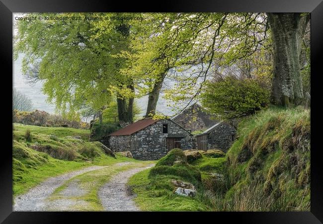 Traditional Dartmoor stone cottage Framed Print by Jo Sowden