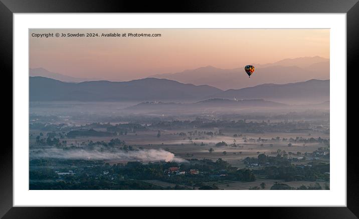 Sunrise balloon flight over Chiang Mai Framed Mounted Print by Jo Sowden