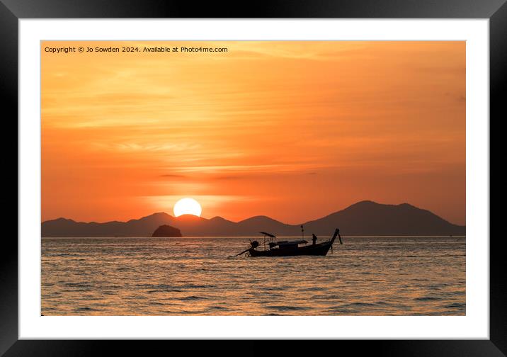Sunset at Ao Nang, Thailand Framed Mounted Print by Jo Sowden
