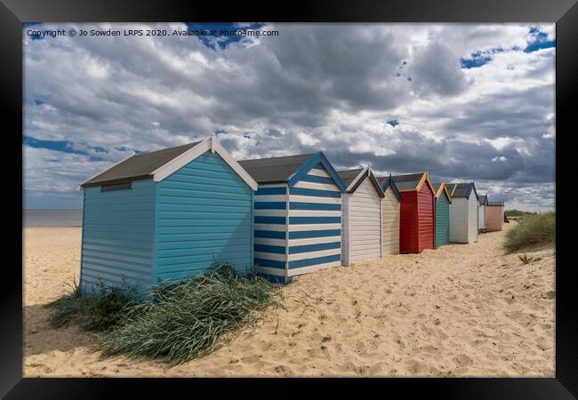 Southwold Beach Huts Framed Print by Jo Sowden