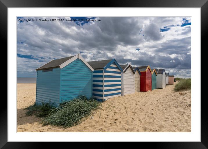 Southwold Beach Huts Framed Mounted Print by Jo Sowden