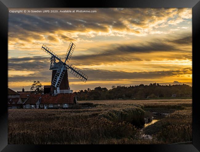 Sunset at Cley Windmill, Norfolk Framed Print by Jo Sowden