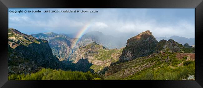  Rainbow at Pico Do Arieiro, Madeira Framed Print by Jo Sowden