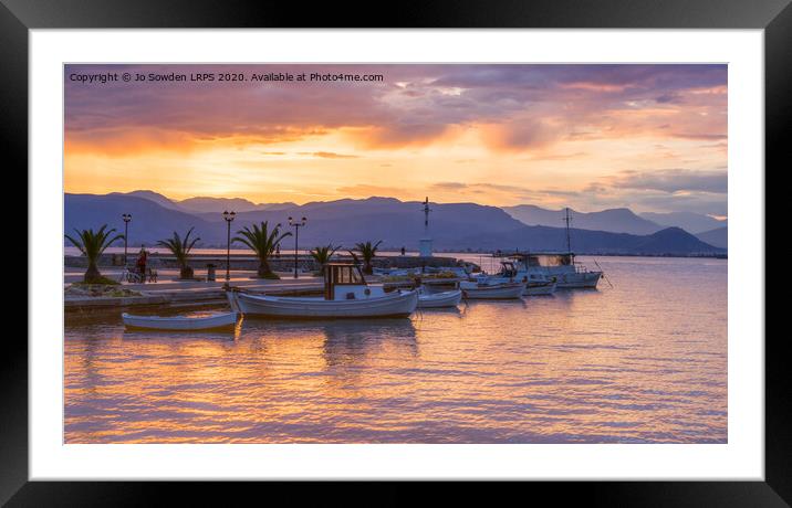 Sunset in Nafplio Framed Mounted Print by Jo Sowden