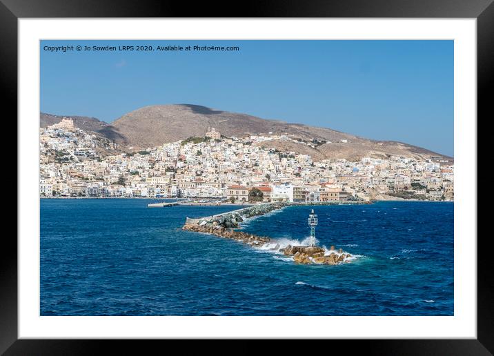 View arriving in Syros, Greece Framed Mounted Print by Jo Sowden
