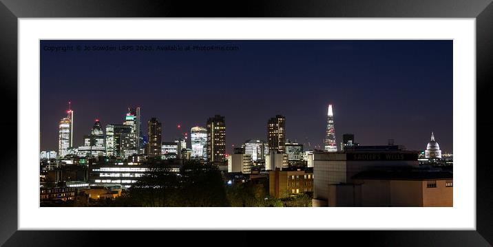 London View at Night Framed Mounted Print by Jo Sowden