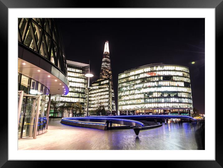 London View at Night Framed Mounted Print by Jo Sowden