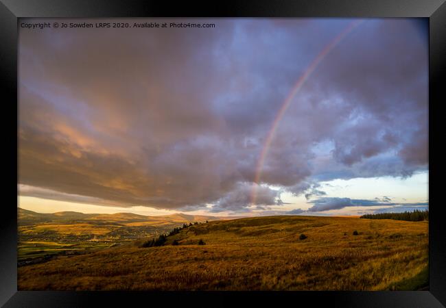 Rainbow over the Brecon Beacons Framed Print by Jo Sowden