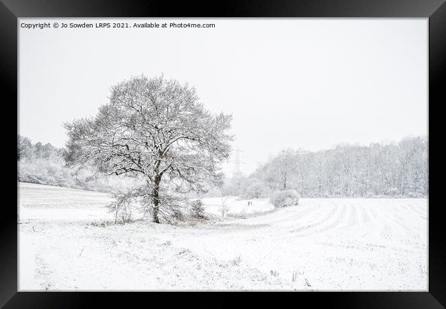 Snowy Landscape, Hertfordshire Framed Print by Jo Sowden