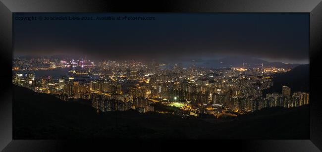 Hong Kong After Dark Framed Print by Jo Sowden