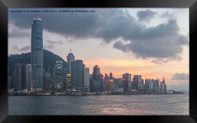 Hong Kong at Sunset Framed Print by Jo Sowden