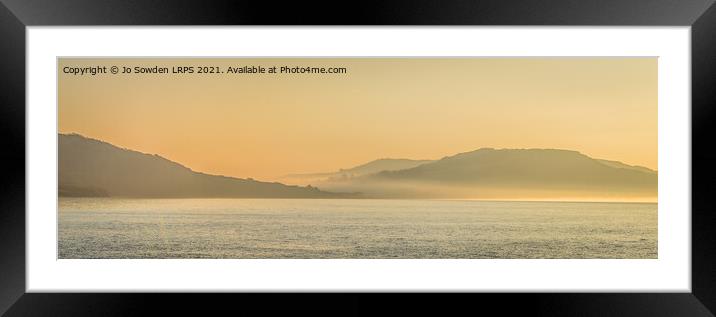 Early morning mist over Charmouth Framed Mounted Print by Jo Sowden