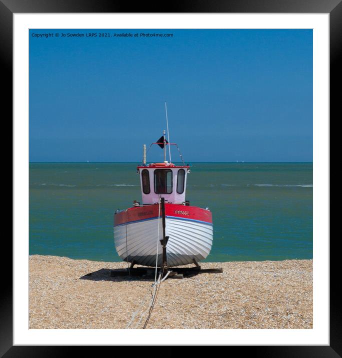 Little Red Boat Framed Mounted Print by Jo Sowden