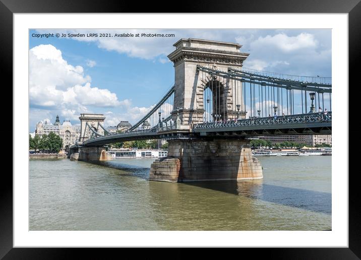 Chain Bridge, Budapest Framed Mounted Print by Jo Sowden