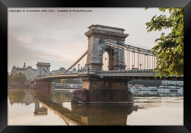 Chain Bridge at Dawn, Budapest Framed Print by Jo Sowden