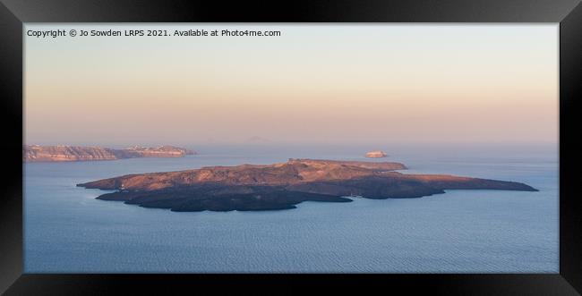 Sunrise over the Caldera, Santorini Framed Print by Jo Sowden