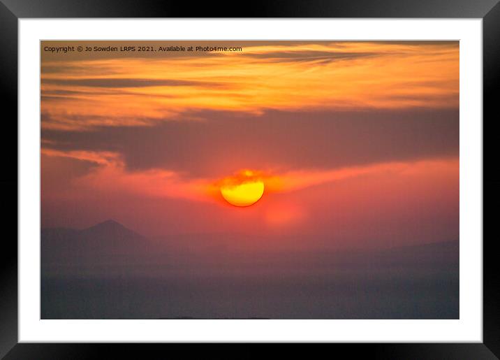 Santorini Sunset Framed Mounted Print by Jo Sowden