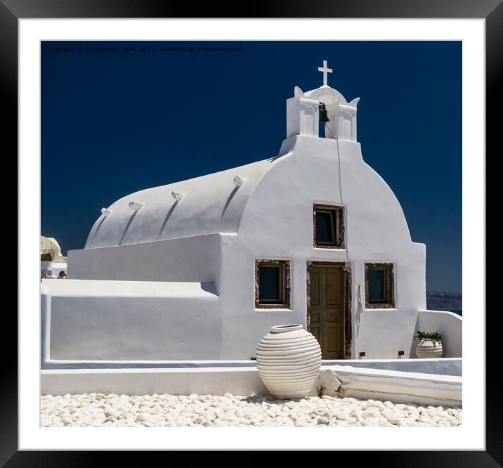 Traditional Church Oia, Santorini Framed Mounted Print by Jo Sowden