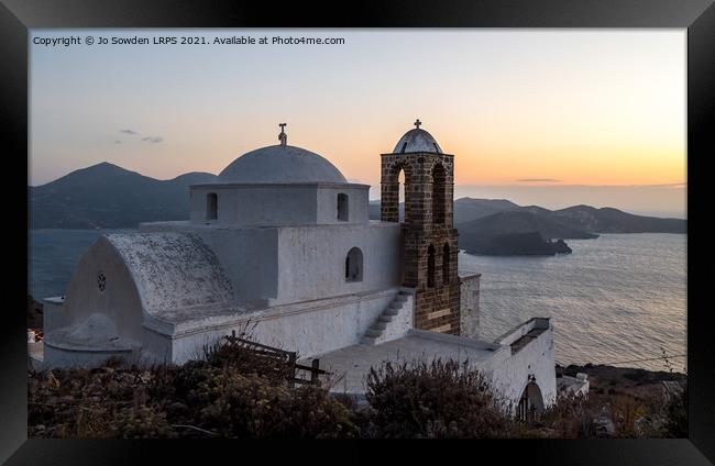 Sunset from Kastro, Milos Framed Print by Jo Sowden