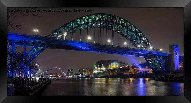 Newcastle view at Night Framed Print by Jo Sowden
