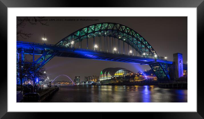 Newcastle view at Night Framed Mounted Print by Jo Sowden