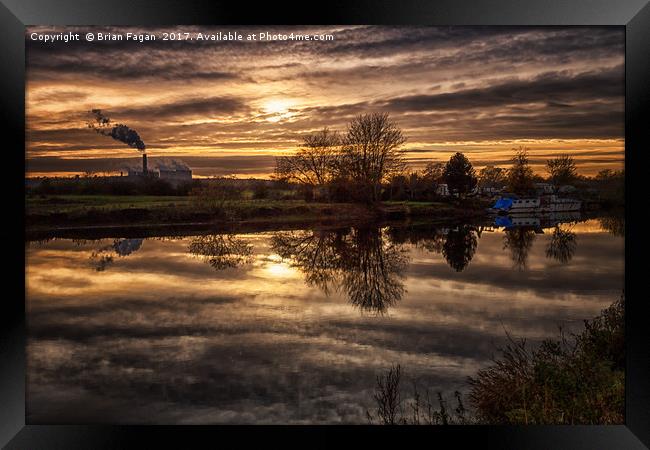 Golden sky over the Trent Framed Print by Brian Fagan