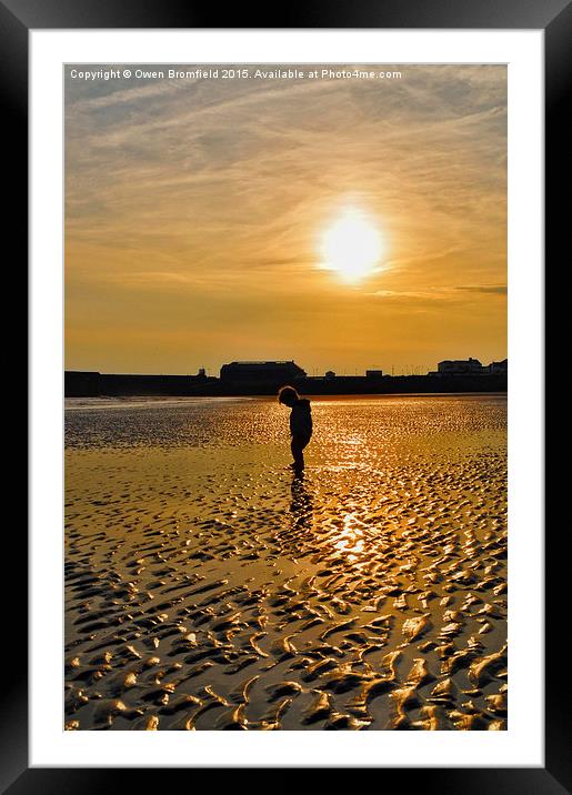  sunset silhouette boy Framed Mounted Print by Owen Bromfield