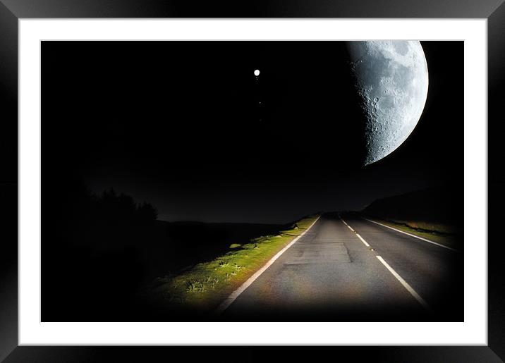 Moon and Jupiter composite Framed Mounted Print by Owen Bromfield