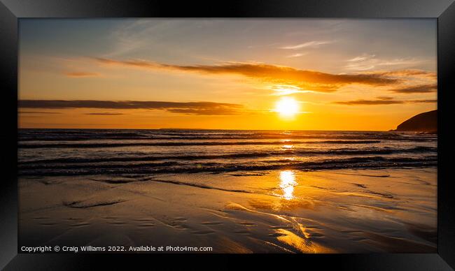 Sunset at Croyde Beach in Summer  Framed Print by Craig Williams
