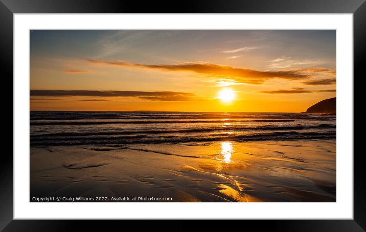 Sunset at Croyde Beach in Summer  Framed Mounted Print by Craig Williams