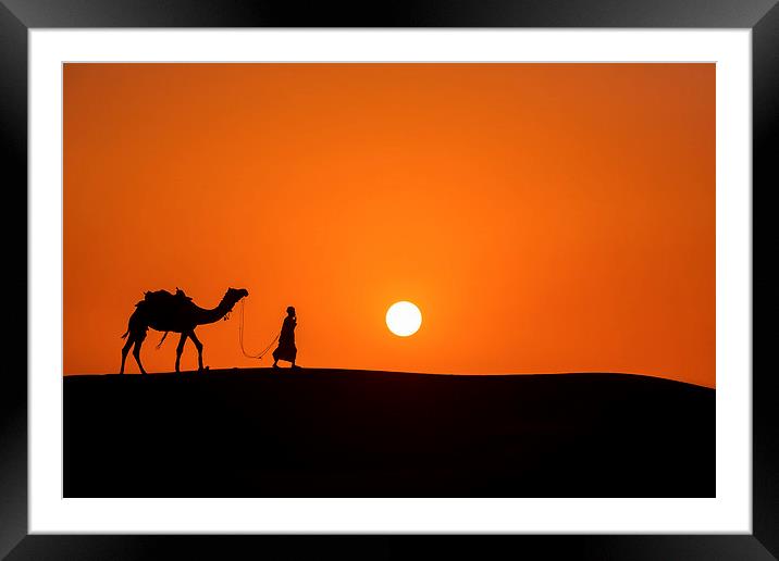  Sunset in Thar desert Framed Mounted Print by yavuz sariyildiz
