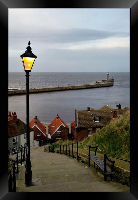 Whitby After Sunset Framed Print by Dave Leason