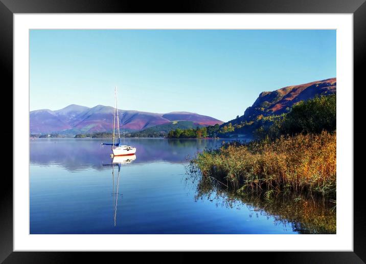 Boat at Derwent Water Framed Mounted Print by Dave Leason