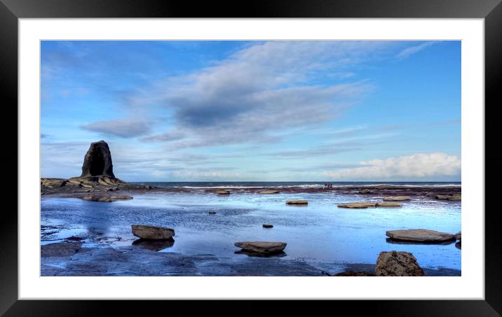 Black Nab, Saltwick Bay Framed Mounted Print by Dave Leason