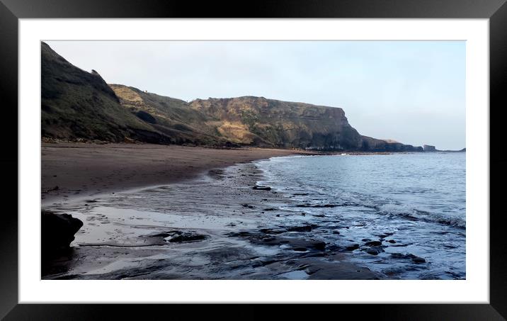 Saltwick Bay Framed Mounted Print by Dave Leason