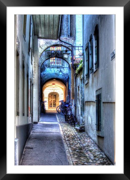  Walk way in the old town of Bern, Switzerland Framed Mounted Print by Paul Williams