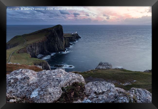 Neist Point Lighthouse on the Isle of Skye Framed Print by Jolanta Kostecka