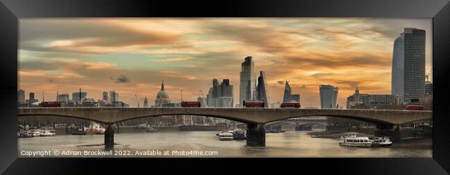 Waterloo Bridge at sunrise Framed Print by Adrian Brockwell
