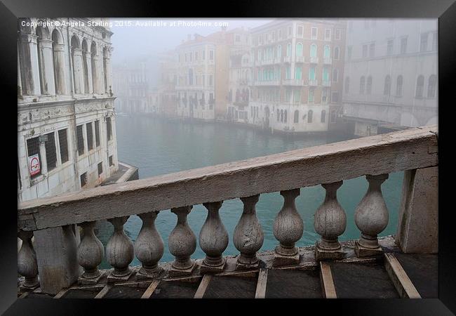  Venice Bridge in the Mist Framed Print by Angela Starling