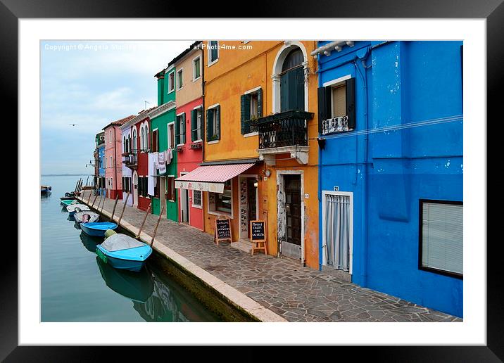  Burano in Venice, Italy. Framed Mounted Print by Angela Starling