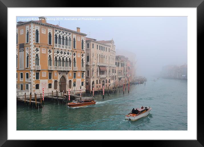  Looking down the Canals in Venice. Framed Mounted Print by Angela Starling