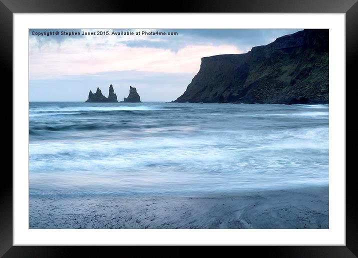  Black Beach Stacks Framed Mounted Print by Stephen Jones