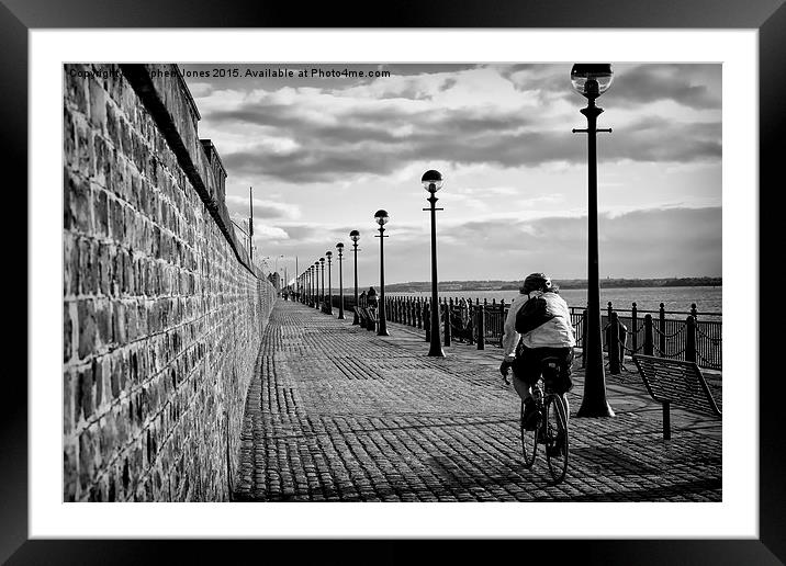  Cycling alongside the Mersey. Framed Mounted Print by Stephen Jones