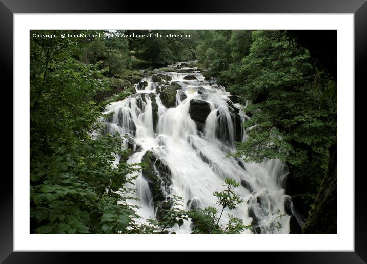 Water Fall Framed Mounted Print by John Mitchell