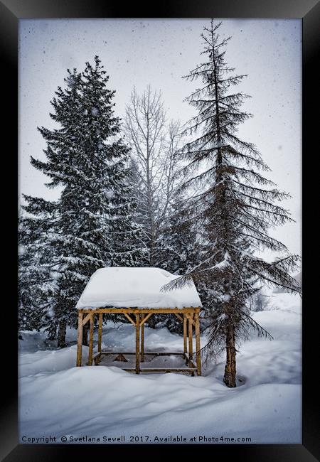 Winter Gazebo Framed Print by Svetlana Sewell