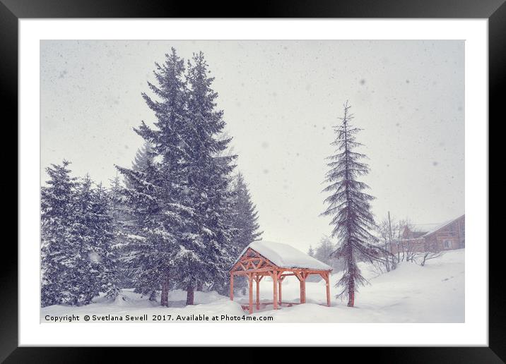 Peaceful Snowy Day Framed Mounted Print by Svetlana Sewell