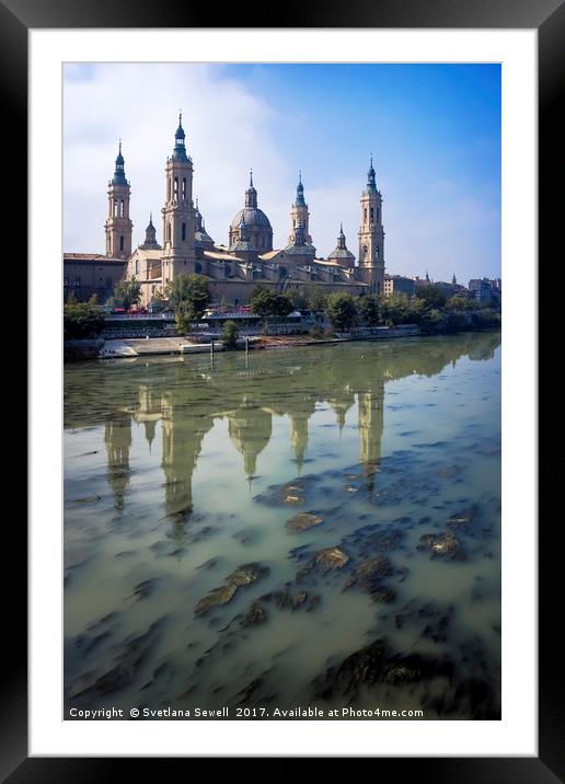 Zaragoza and Ebro River Framed Mounted Print by Svetlana Sewell